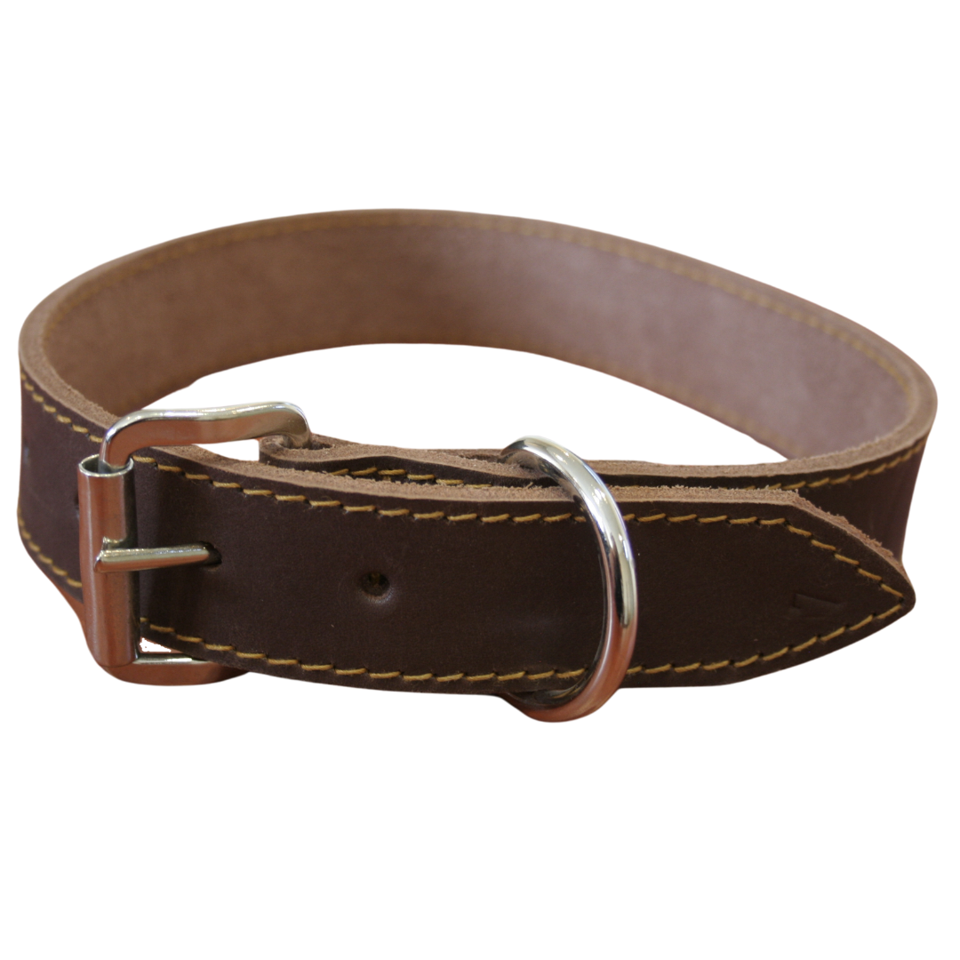 Bubbles And Zeus Leather dog collar Brown