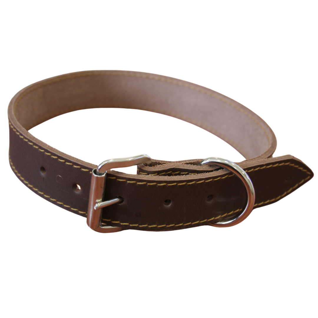 Bubbles And Zeus Leather dog collar Brown