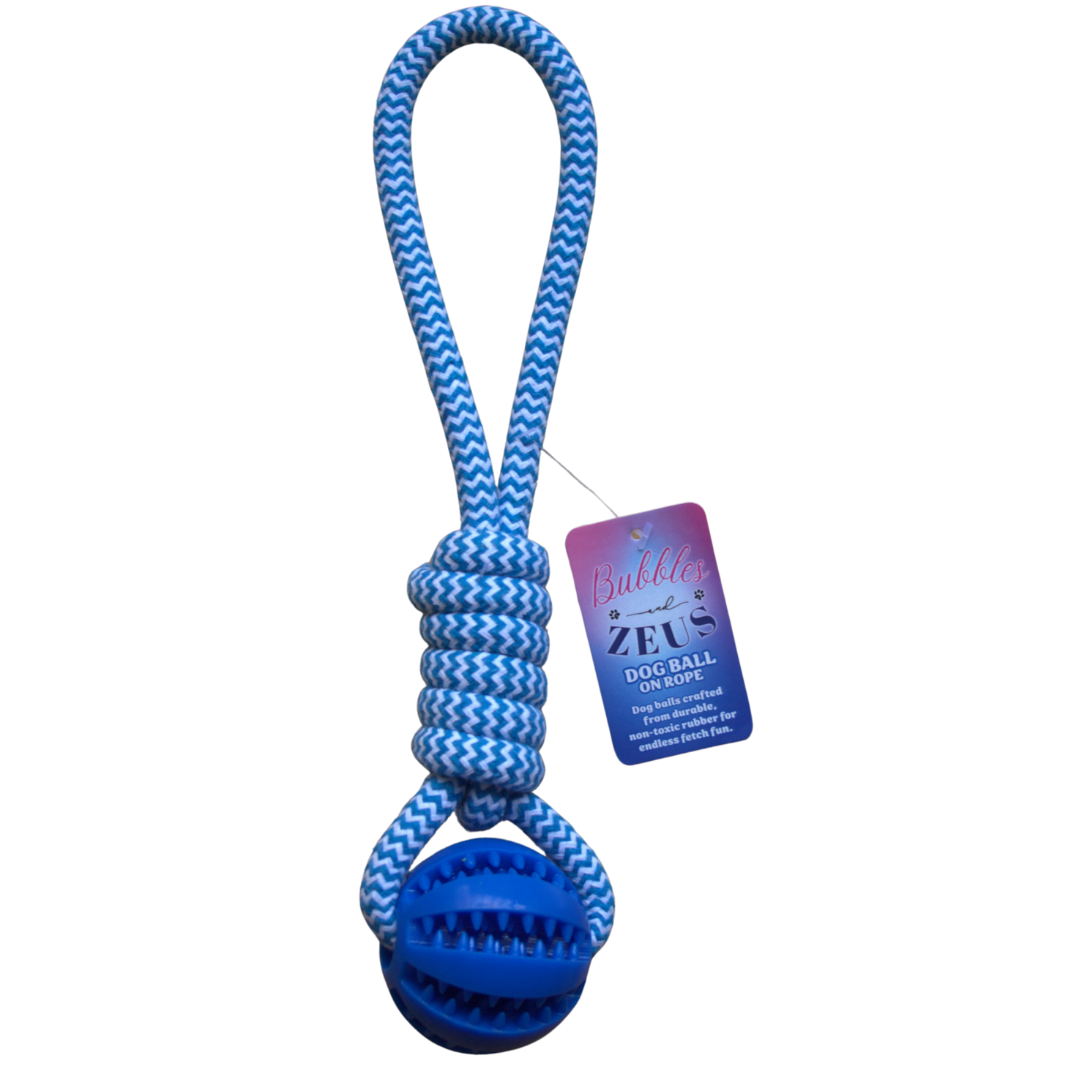 DOG TOOTH CLEANING TOY BALL WITH ROPE